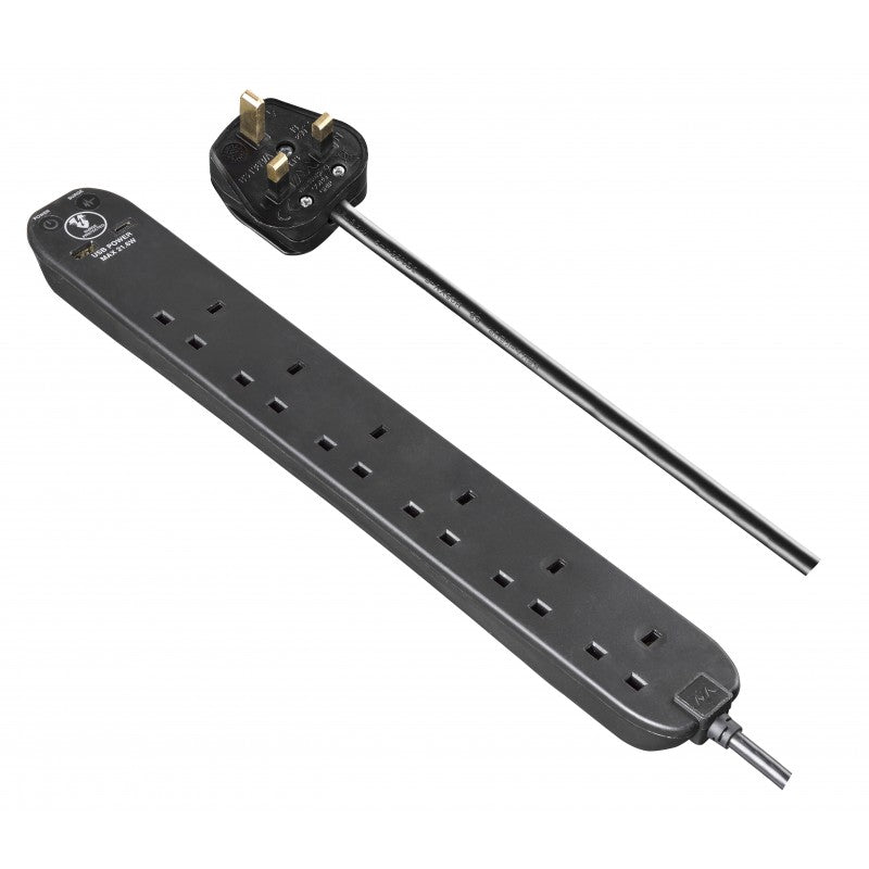 Masterplug SRGUAC2262NB 6位13A 及 USB Type-A & C 防雷電源拖板 (2米) Masterplug SRGUAC2262NB 6位13A 及 USB Type-A & C 防雷電源拖板 (2米)